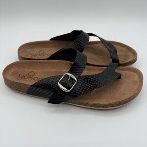 Yokono Brown Leather Toe Strap Adjustable Buckle Thong Sandals Shoes Women's Sz8